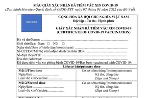 Bộ Y tế ban hành mẫu mới, giấy xác nhận tiêm chủng COVID-19 có tới 7 mũi tiêm