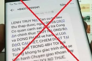 Bộ Công an: Cảnh giác khi điện thoại nhận được tin nhắn ‘lệnh truy nã’