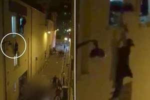 Bà bầu đu người trên cửa sổ nhà hát trốn kẻ khủng bố Paris