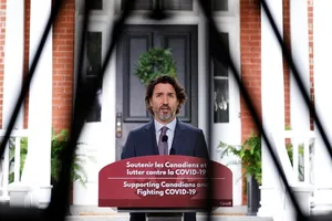 Thủ tướng Canada Justin Trudeau trong cuộc họp báo hôm 25-6. Ảnh: REUTERS