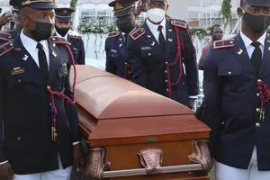 Linh cữu của Tổng thống Haiti Jovenel Moise. Ảnh: AFP