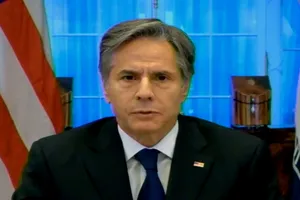 Ngoại trưởng Mỹ Antony Blinken trong phiên điều trần trực tuyến hôm 13-9 trước Ủy ban Đối ngoại Hạ viện Mỹ. Ảnh: CNN