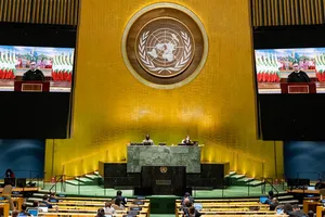 Ông U Kyaw Tint Swe phát biểu tại kỳ họp thứ 75 của Đại hội đồng LHQ (năm 2020) với tư cách Bộ trưởng Văn phòng Cố vấn Nhà nước Myanmar. Ảnh: LHQ