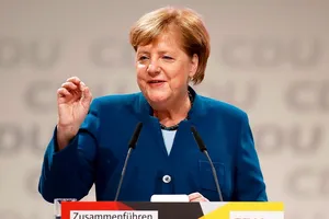 Bà Angela Merkel trong bài phát biểu chia tay đảng CDU hồi tháng 12-2018. Ảnh: NBC