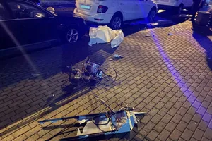 Mảnh vỡ UAV mang thuốc nổ bị bắn hạ ở Minsk (Belarus) hôm 29-7. Ảnh: BELTA/SK RB