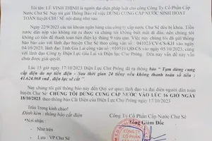 Thông báo ngừng cấp nước cả huyện vì tài khoản công ty nước bị mất tiền