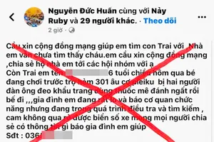 Xuất hiện tin giả 'bé trai 6 tuổi bị đánh thuốc mê, bắt cóc'