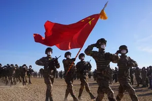 Lực lượng Trung Quốc tham gia tập trận chung với các nước thuộc Tổ chức Hợp tác Thượng Hải hồi tháng 9-2021. Ảnh: TÂN HOA XÃ