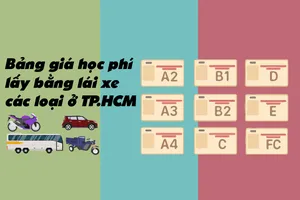 Học phí đào tạo, sát hạch bằng lái xe các loại ở TP.HCM