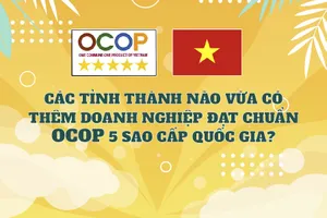  Tỉnh, thành nào vừa có thêm doanh nghiệp đạt chuẩn OCOP 5 sao cấp quốc gia?