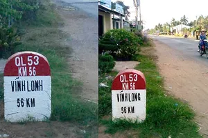 Đã sửa cột mốc VĨNH LONH thành VĨNH LONG