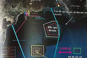 Vị trí đổ bùn cách vành đai bảo vệ Hòn Cau hơn 1 hải lý