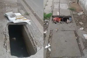 Đi đường coi chừng bị sụp cống