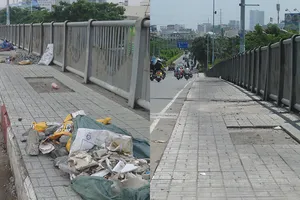 Đã sạch rác trên cầu Tân Thuận