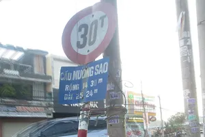 Biển báo buộc trụ cáp