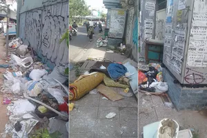 Vỉa hè đường Hoàng Sa quá bẩn