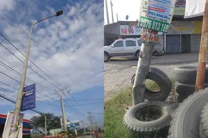 Trụ đèn sắp đổ