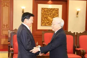Tổng Bí thư, Chủ tịch nước Nguyễn Phú Trọng tiếp thủ tướng Lào