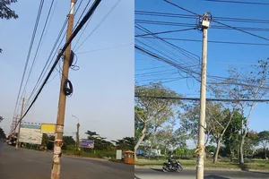 Cặp trụ điện chiếm đường