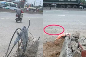 Đã đập bỏ chân trụ đèn nguy hiểm