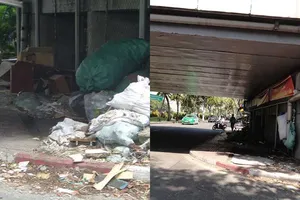 Đã dọn bãi rác dưới gầm cầu đường Hoàng Sa