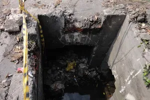 Hố ga không nắp đậy, nguy hiểm cho người đi đường