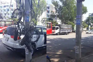 Chùm cáp quang lòng thòng ​đã​ được dẹp gọn