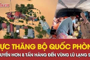 Bộ Quốc phòng điều trực thăng chuyển hơn 8 tấn hàng đến bà con vùng lũ Lạng Sơn