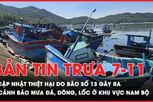 Bản tin trưa 7-11: Thông tin về thiệt hại do bão số 13 gây ra ở miền Trung; Cảnh báo mưa đá, dông, lốc, sét ở khu vực Nam Bộ