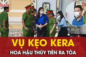 Hình ảnh hoa hậu Thùy Tiên, Hằng Du Mục được dẫn giải đến tòa 