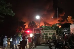 Hàng trăm người tụ tập xem đám cháy