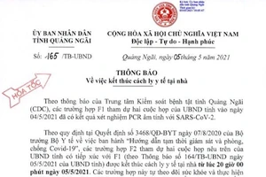 Kết quả xét nghiệm 8 F1 là lãnh đạo, cán bộ tỉnh Quảng Ngãi