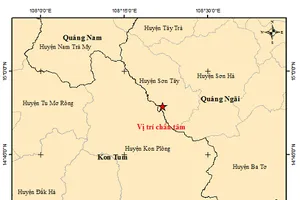 Bản đồ tâm chấn động đất. Ảnh: Viện vật lý địa cầu.