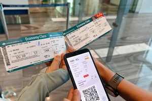 Thẻ lên tàu bay của hãng Việt Nam Airline có 2 giờ lên tàu bay khác nhau. 