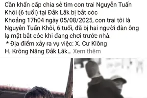 Công an phản hồi thông tin bé trai bị 2 người đàn ông bắt cóc ở Đắk Lắk 