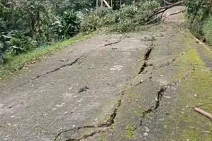 Vết nứt trên đồi đe dọa sạt lở Quốc lộ 27