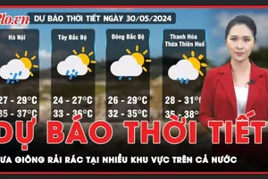 Dự báo thời tiết 30-5: Mưa giông rải rác tại Bắc Bộ, Tây Nguyên và Nam Bộ