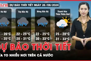 Dự báo thời tiết 26-8: Bắc Bộ có mưa to cục bộ, Trung Bộ và Nam Bộ mưa rào và giông rải rác