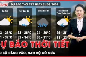 Dự báo thời tiết 31-8: Khu vực Bắc Bộ nắng ráo, Nam Bộ và Tây Nguyên có mưa rào rải rác vài nơi