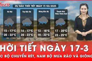 Dự báo thời tiết ngày 17-3: Bắc Bộ chuyển rét, Nam Bộ mưa rào và dông