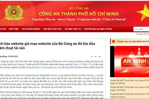 Cổng thông tin của Công an TP.HCM đăng tải thông tin cảnh báo về trang web https://2.0840113 có dấu hiệu giả mạo trang web của Bộ Công an. Ảnh chụp màn hình.