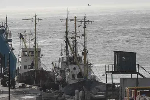 Tàu tại cảng Berdyansk của Ukraine trên Biển Azov. Ảnh: REUTERS