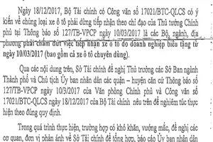  TP.HCM dừng tiếp nhận ô tô doanh nghiệp tặng