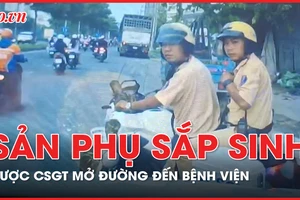CSGT mở đường cho sản phụ sắp sinh kịp thời đến bệnh viện