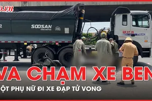 Va chạm xe ben, một phụ nữ đi xe đạp bị cán tử vong 