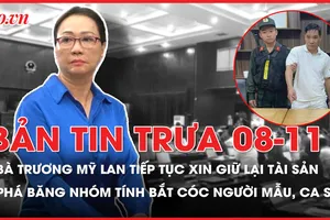 Bản tin trưa 8-11: Trương Mỹ Lan tiếp tục xin giữ lại tài sản; Phá băng nhóm tính bắt cóc người mẫu, ca sĩ quay clip khiêu dâm