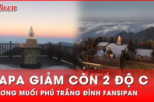 Đỉnh Fansipan đón đợt sương muối đầu tiên của mùa đông 2024 