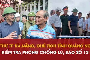 Bí thư TP Đà Nẵng, Chủ tịch tỉnh Quảng Ngãi kiểm tra phòng chống lũ, bão số 12