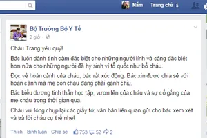 Con gái liệt sĩ Gạc Ma viết thư gửi Bộ trưởng Bộ Y tế