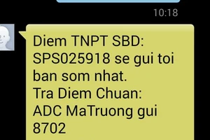 Cảnh báo tin nhắn tra cứu điểm thi qua tổng đài 8702